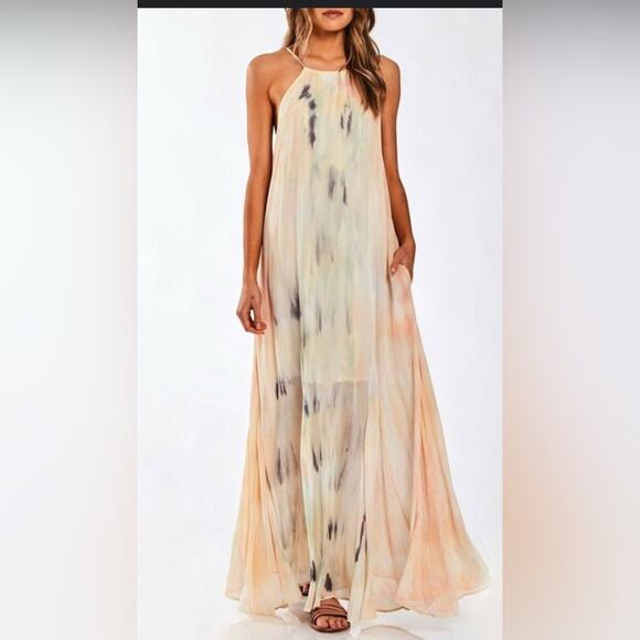 Young Fabulous & Broke Elie Trapeze in Buttercup Picnic Wash Maxi Dress - Picture 1 of 7